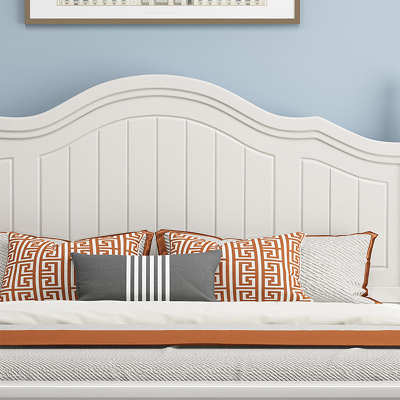 Contemporary Wooden Arched Standard Bed, Panel Headboard Bed