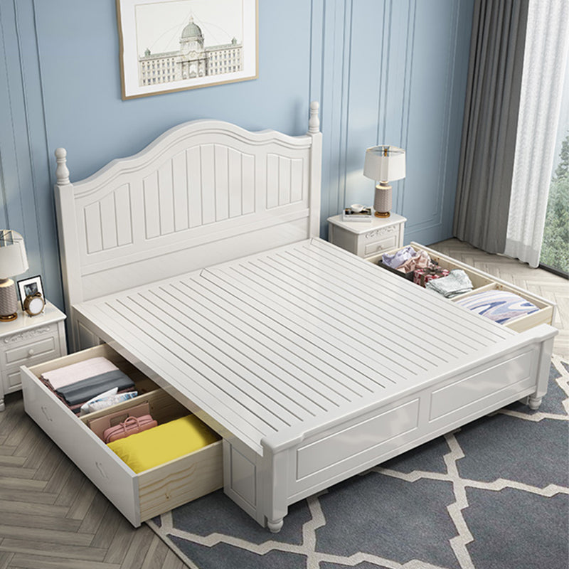 Contemporary Wooden Arched Standard Bed, Panel Headboard Bed