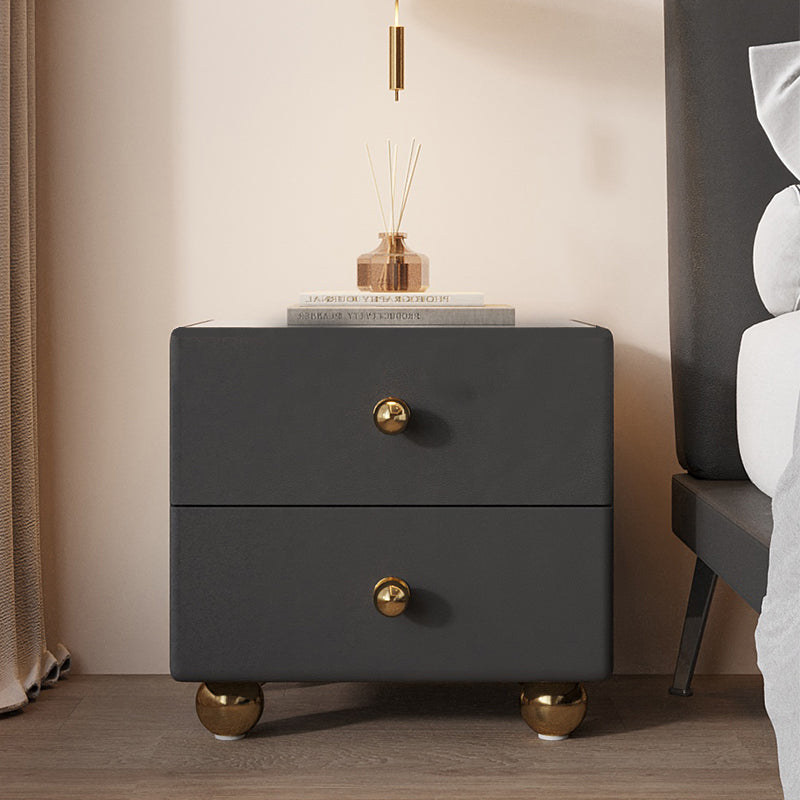 2-Drawer Nightstand 15.8" W Wooden Closed Storage Night Table for Bedroom