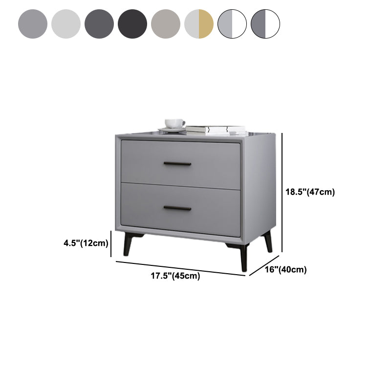 Modern Imitation Wood Nightstand 2-Drawer Storage 18 Inch H Night Table with Legs