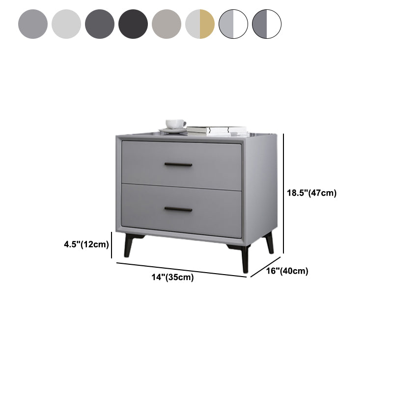 Modern Imitation Wood Nightstand 2-Drawer Storage 18 Inch H Night Table with Legs