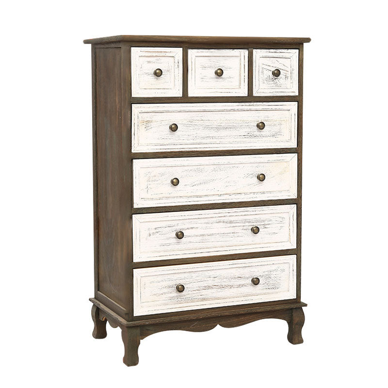 Vintage Solid Wood Dresser 14" W Vertical Storage Chest with Drawers