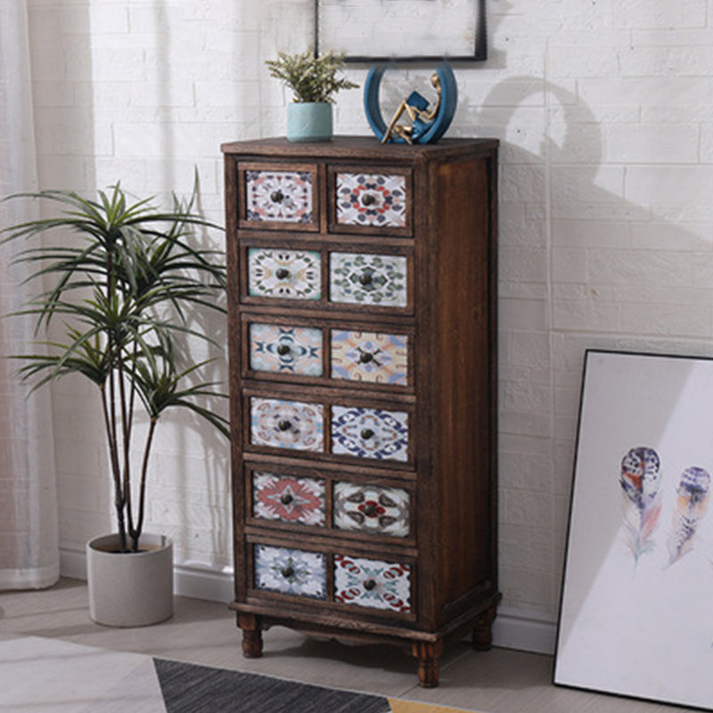 13.5" W Traditional Wooden Lingerie Chest Vertical Storage Chest with Drawers