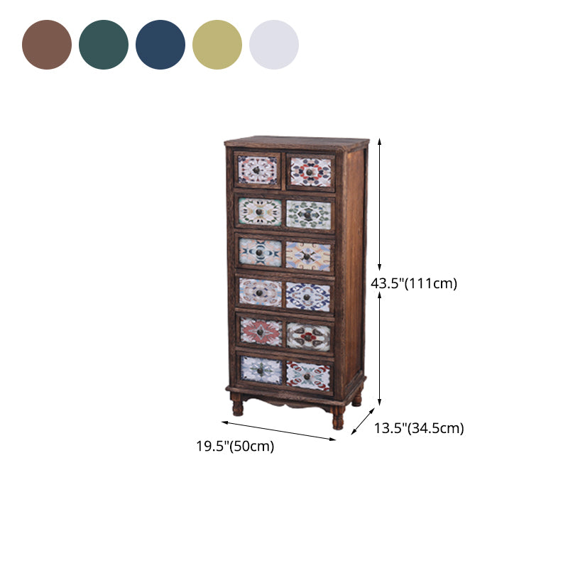 13.5" W Traditional Wooden Lingerie Chest Vertical Storage Chest with Drawers