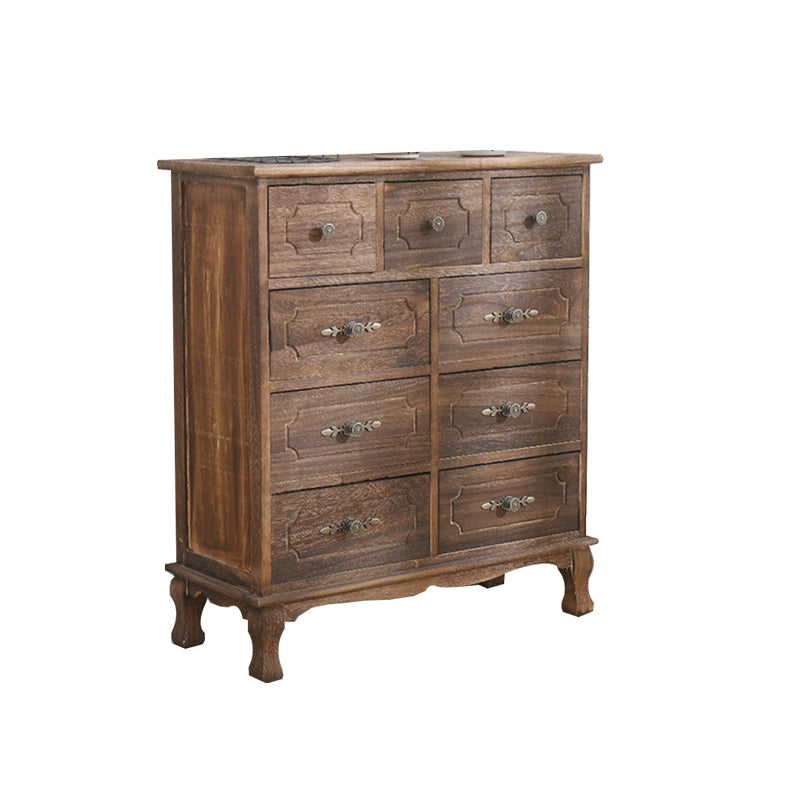12" W Traditional Solid Wood Double Dresser Vertical Storage Chest with Drawers