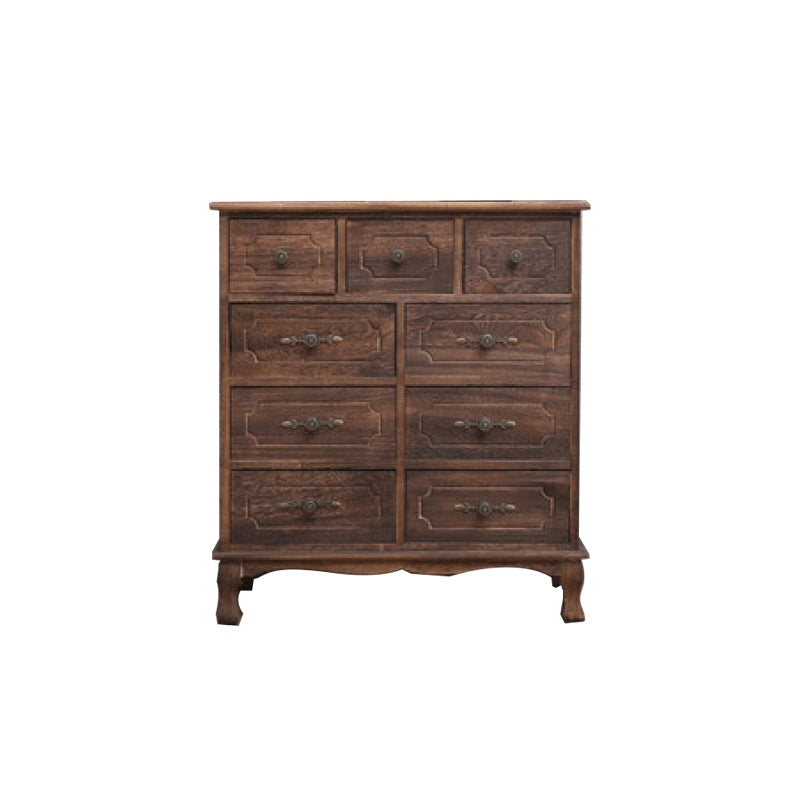 12" W Traditional Solid Wood Double Dresser Vertical Storage Chest with Drawers