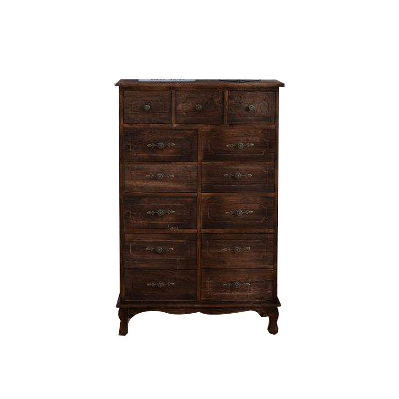 12" W Traditional Solid Wood Double Dresser Vertical Storage Chest with Drawers