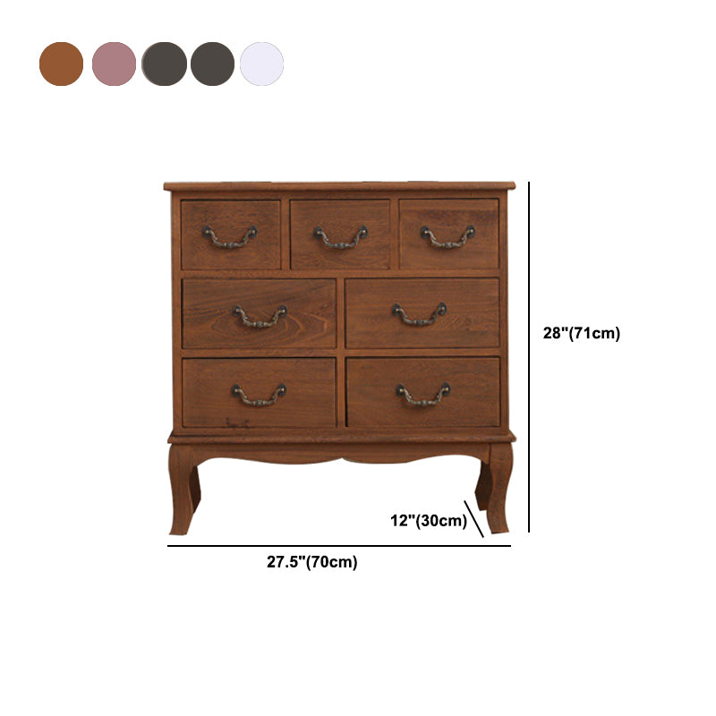 12" W Traditional Solid Wood Double Dresser Vertical Storage Chest with Drawers