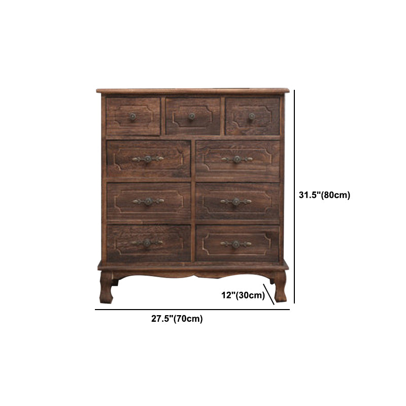 12" W Traditional Solid Wood Double Dresser Vertical Storage Chest with Drawers