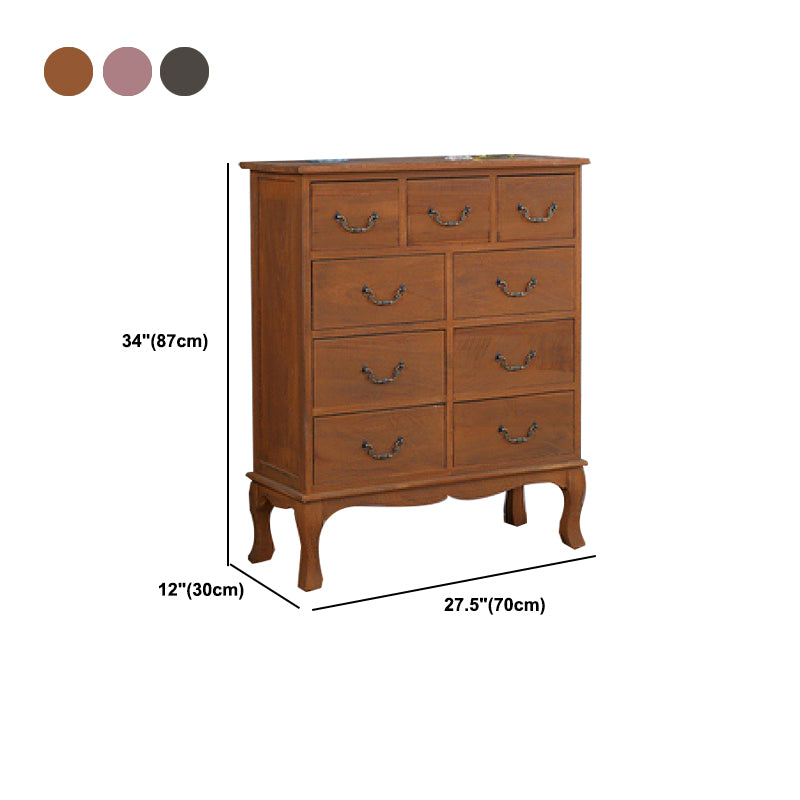 12" W Traditional Solid Wood Double Dresser Vertical Storage Chest with Drawers