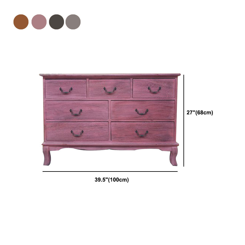 12" W Traditional Solid Wood Double Dresser Vertical Storage Chest with Drawers