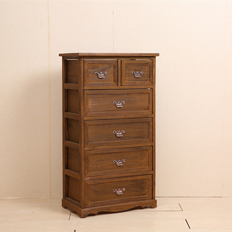 12" W Vintage Wood Lingerie Chest Vertical Storage Chest with Drawers