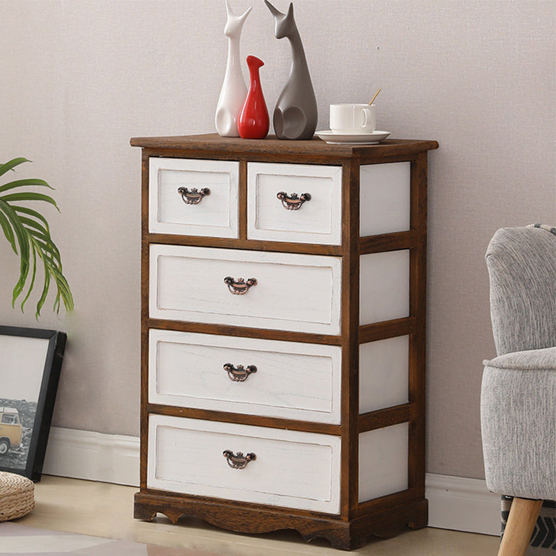 12" W Vintage Wood Lingerie Chest Vertical Storage Chest with Drawers