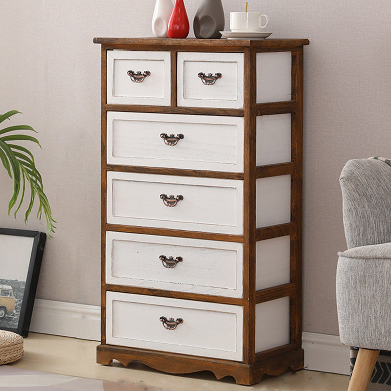 12" W Vintage Wood Lingerie Chest Vertical Storage Chest with Drawers