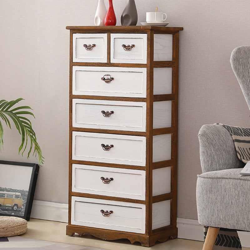 12" W Vintage Wood Lingerie Chest Vertical Storage Chest with Drawers