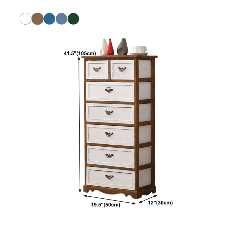 12" W Vintage Wood Lingerie Chest Vertical Storage Chest with Drawers