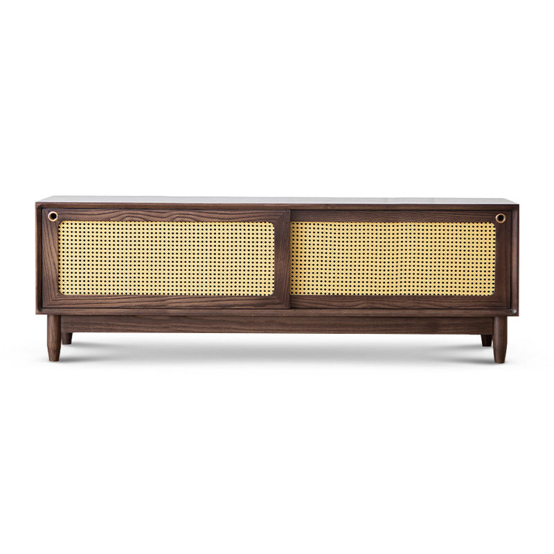 Traditional TV Media Stand Solid Wood 2 Doors TV Stand Console