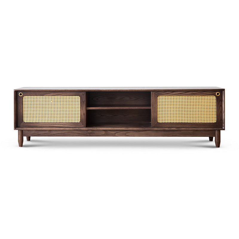 Traditional TV Media Stand Solid Wood 2 Doors TV Stand Console