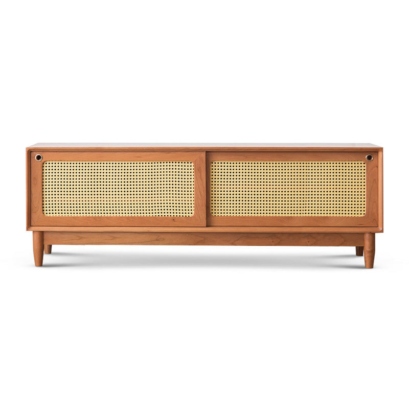 Traditional TV Media Stand Solid Wood 2 Doors TV Stand Console