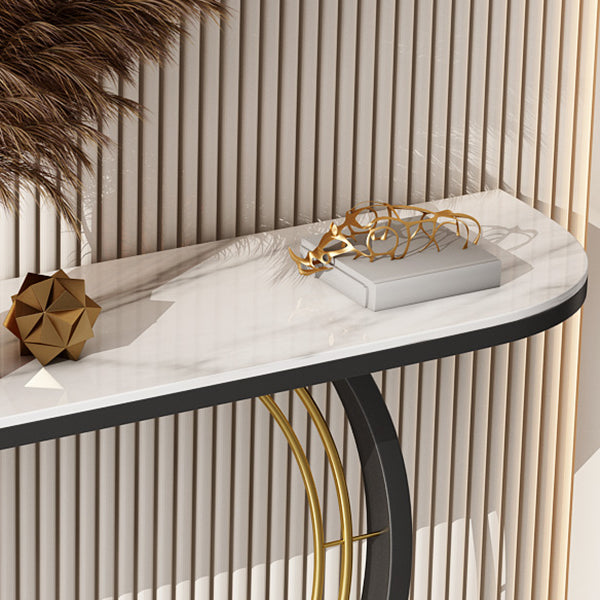 11.8" Wide Stone Console Table Scratch Resistan Console Table Ironcraft Frame Accent Table