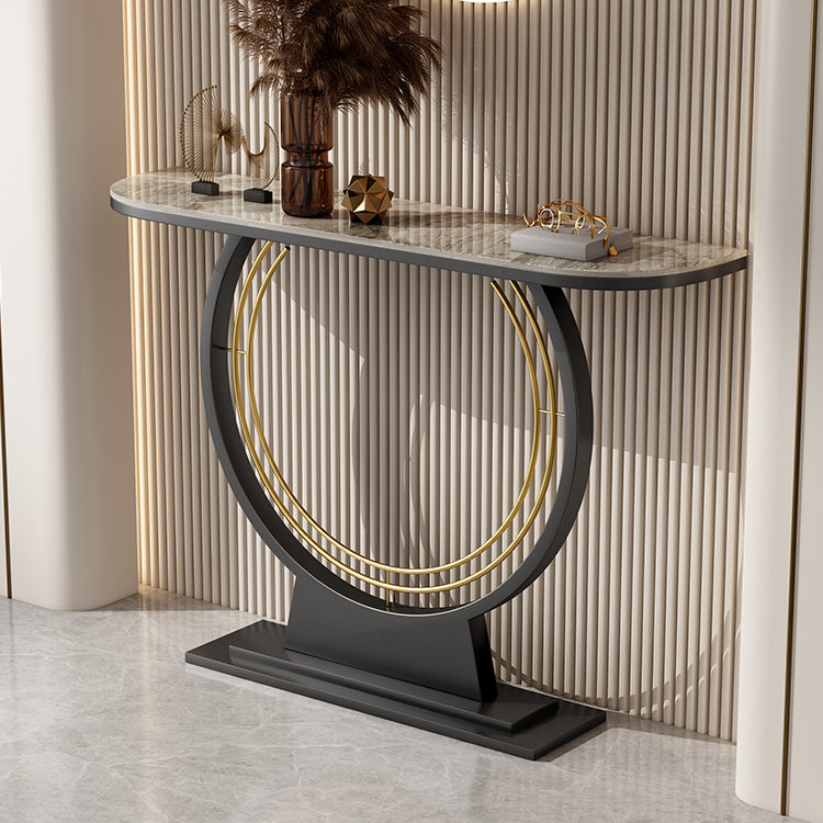 11.8" Wide Stone Console Table Scratch Resistan Console Table Ironcraft Frame Accent Table