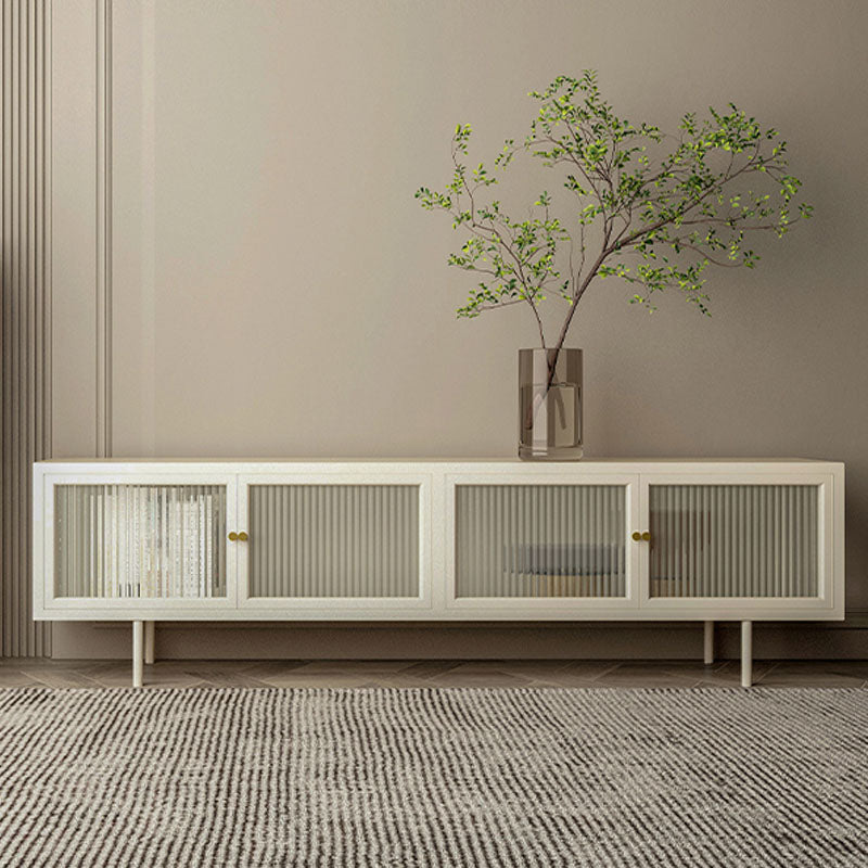 19.7" H Industrial 4-Door TV Stand Iron & Glass TV Stand Console