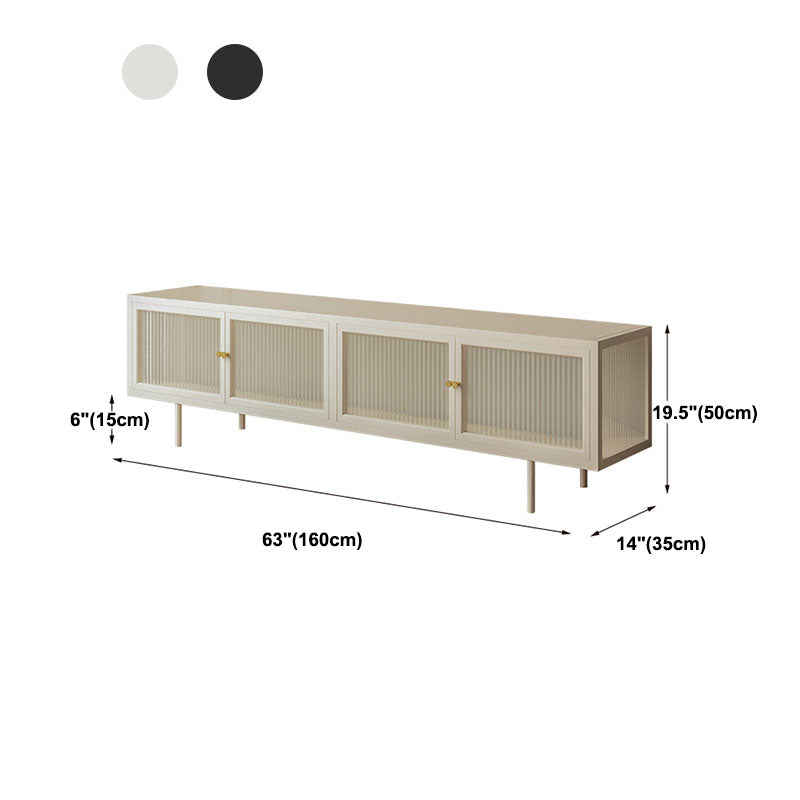 19.7" H Industrial 4-Door TV Stand Iron & Glass TV Stand Console