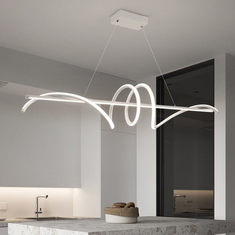 Modern Wavy Island Light Fixture Metal Dining Room Island Pendant Light