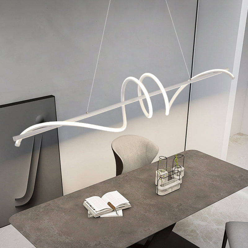 Modern Wavy Island Light Fixture Metal Dining Room Island Pendant Light