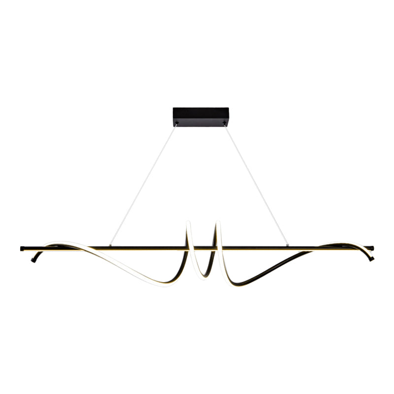 Modern Wavy Island Light Fixture Metal Dining Room Island Pendant Light
