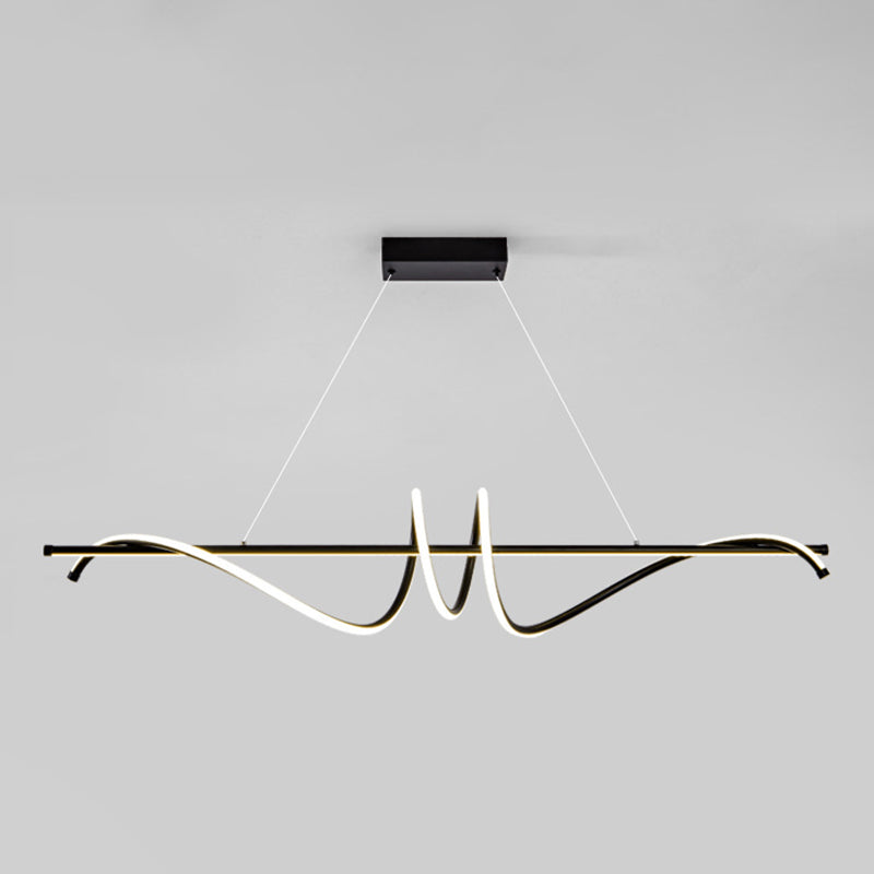 Modern Wavy Island Light Fixture Metal Dining Room Island Pendant Light