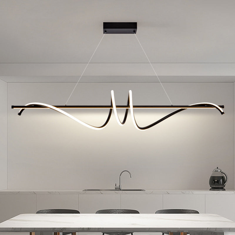 Modern Wavy Island Light Fixture Metal Dining Room Island Pendant Light