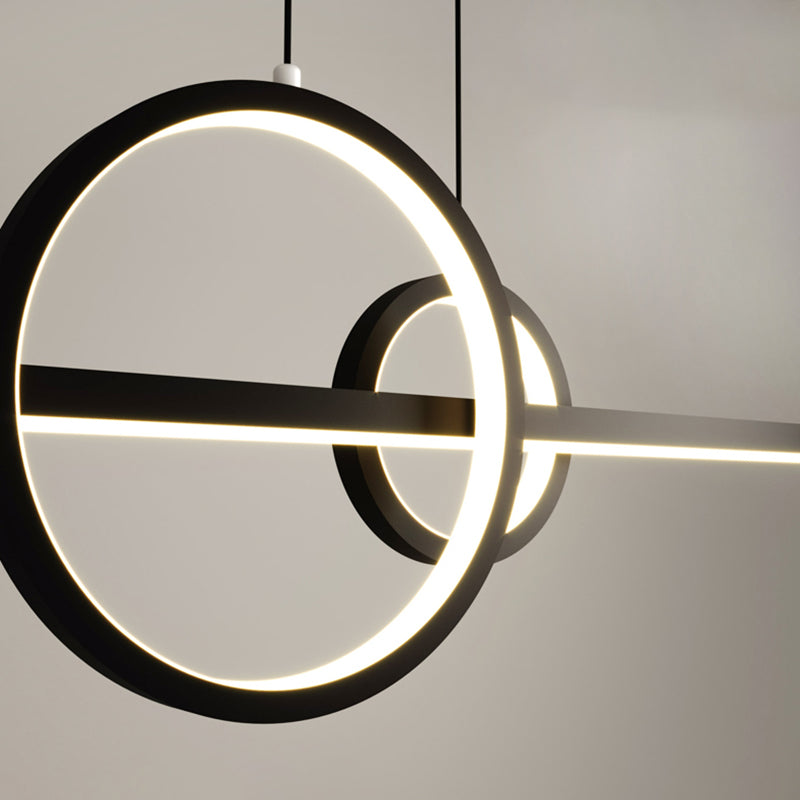 Circles LED Hanging Ceiling Light Modern-Style Metal Island Chandelier Light