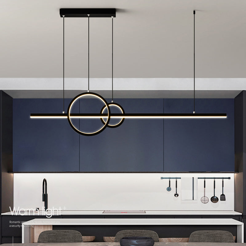 Circles LED Hanging Ceiling Light Modern-Style Metal Island Chandelier Light