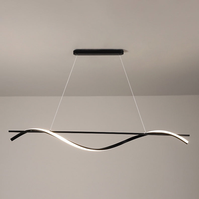 Wavy LED Hanging Ceiling Light Modern Metal Island Chandelier Light