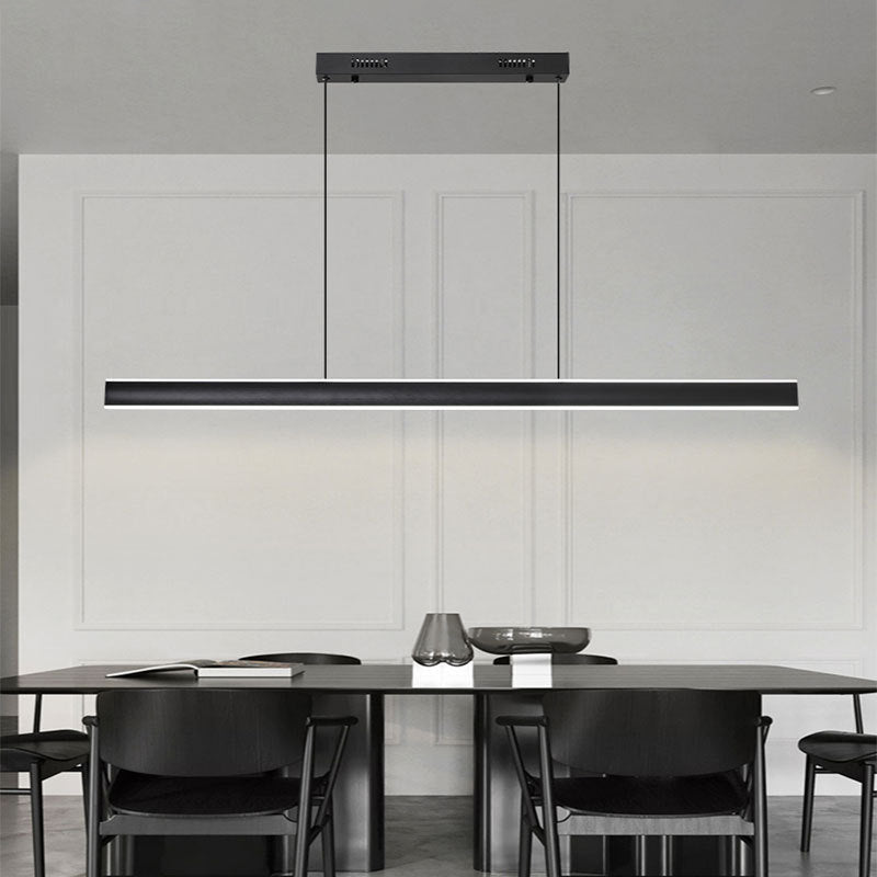 Metal Linear Chandelier Light Fixture Simple LED Island Pendant for Dining Room
