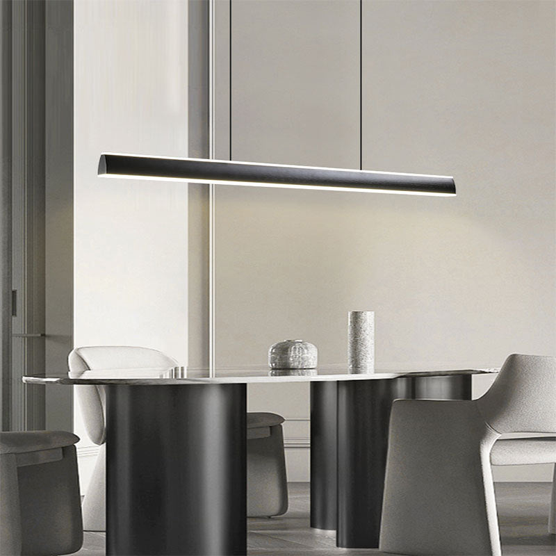 Metal Linear Chandelier Light Fixture Simple LED Island Pendant for Dining Room