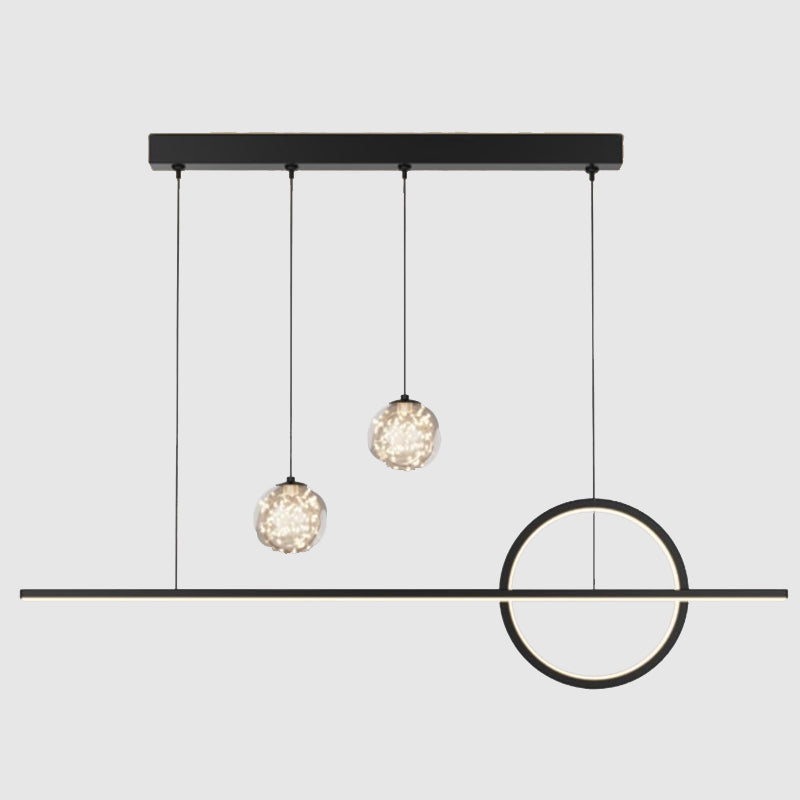 Black Linear LED Island Light in Modern Minimalist 4-Light Acrylic Pendant Light
