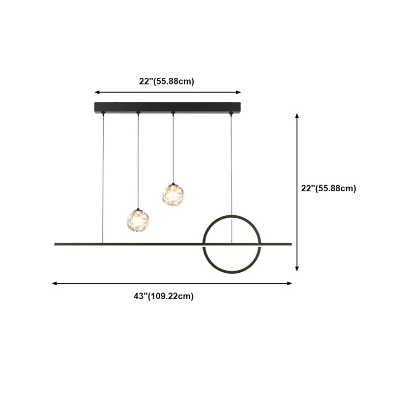 Black Linear LED Island Light in Modern Minimalist 4-Light Acrylic Pendant Light