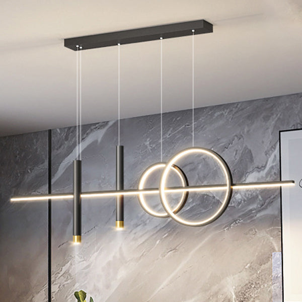 Modern Concise LED Pendant Light Metal 5-Light Island Light for Dining Room
