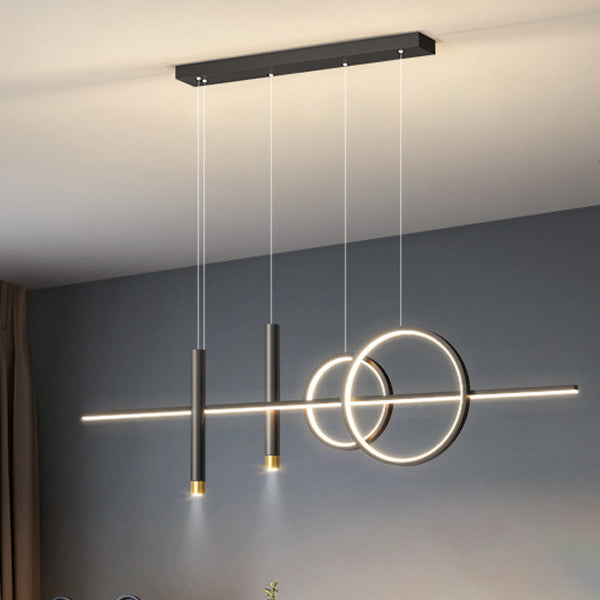 Modern Concise LED Pendant Light Metal 5-Light Island Light for Dining Room