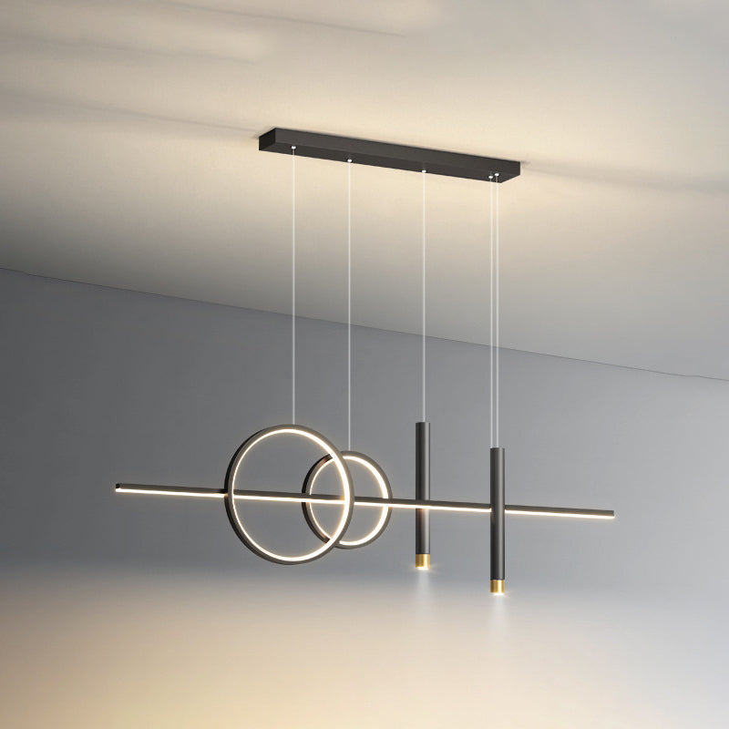 Modern Concise LED Pendant Light Metal 5-Light Island Light for Dining Room