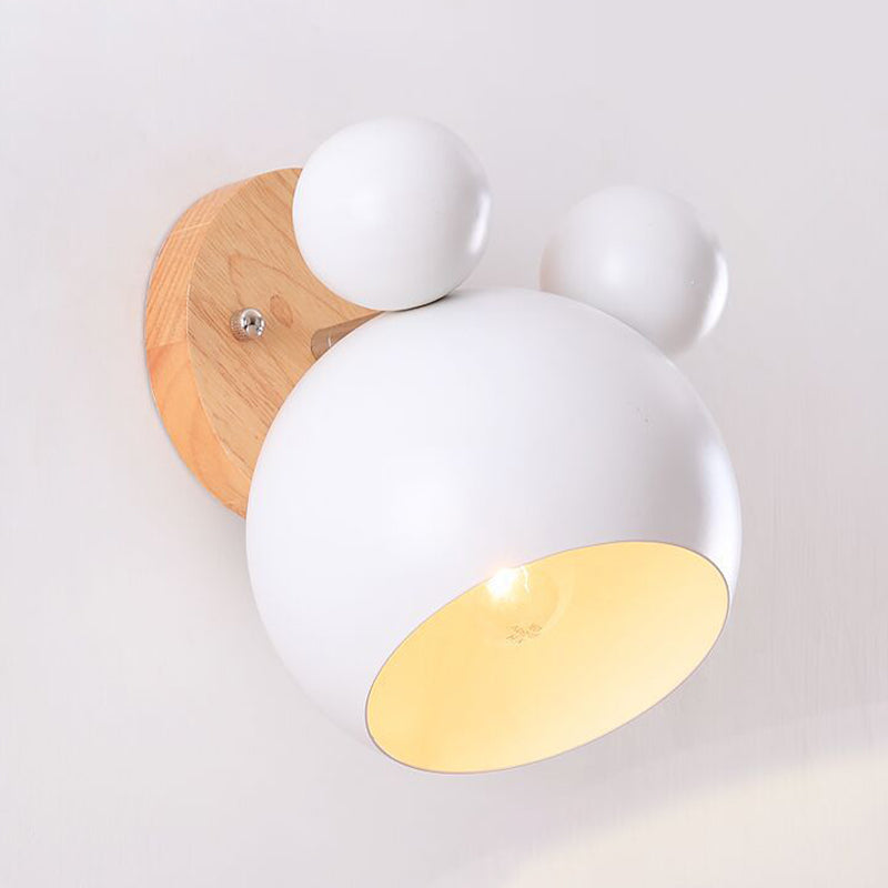 Children Wood Wall Light Polish Finish Flush Mount Lighting for Room