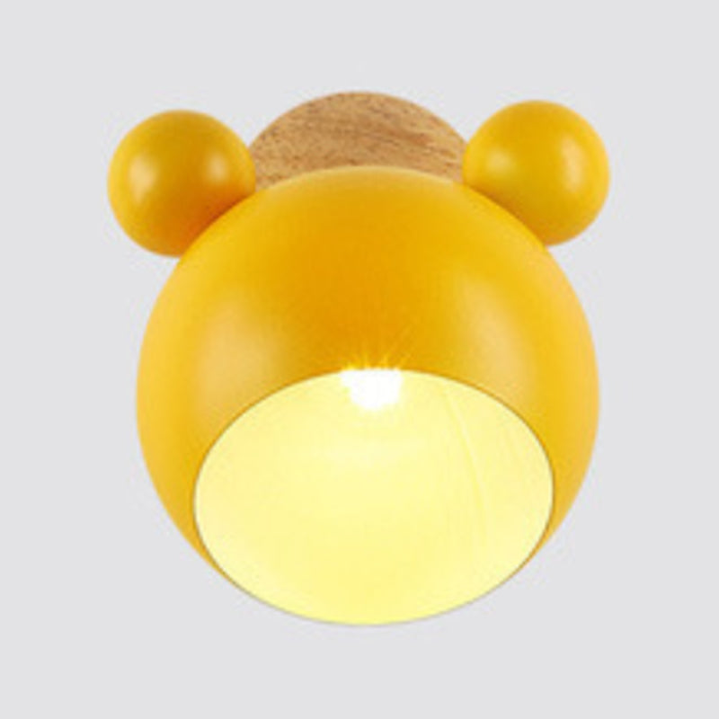 Children Wood Wall Light Polish Finish Flush Mount Lighting for Room