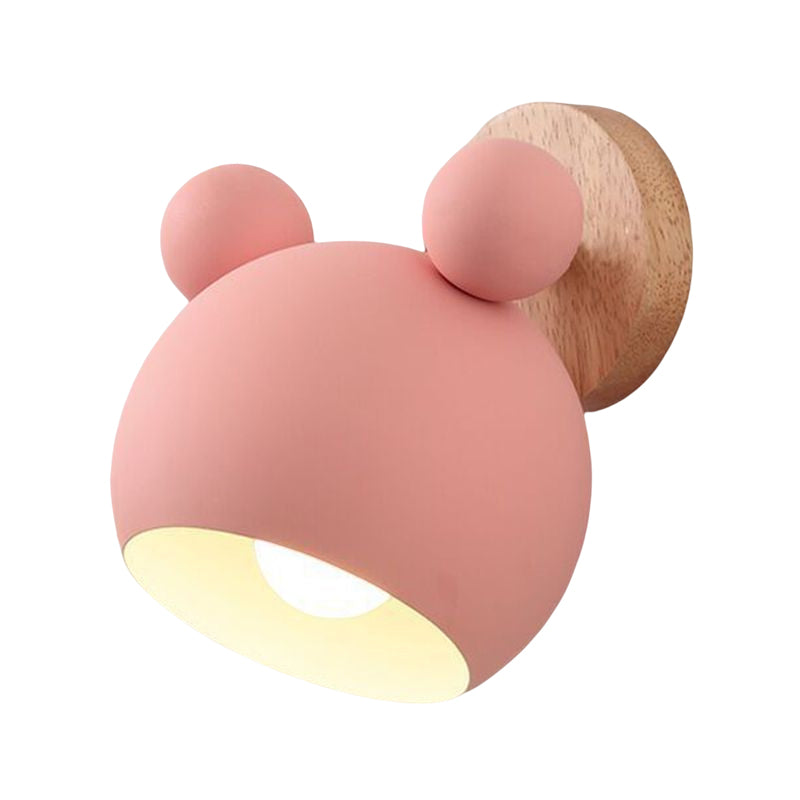 Children Wood Wall Light Polish Finish Flush Mount Lighting for Room