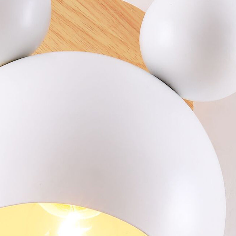 Children Wood Wall Light Polish Finish Flush Mount Lighting for Room