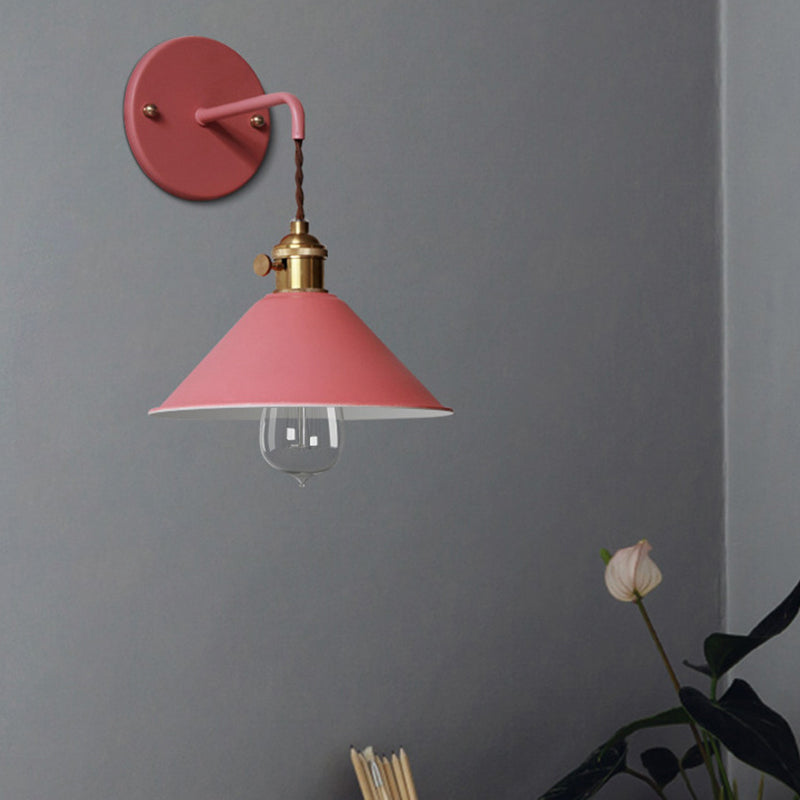 Macaron Cone Shaded Lighting Contemporary Metal Wall Light for Room