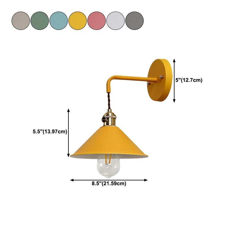 Macaron Cone Shaded Lighting Contemporary Metal Wall Light for Room