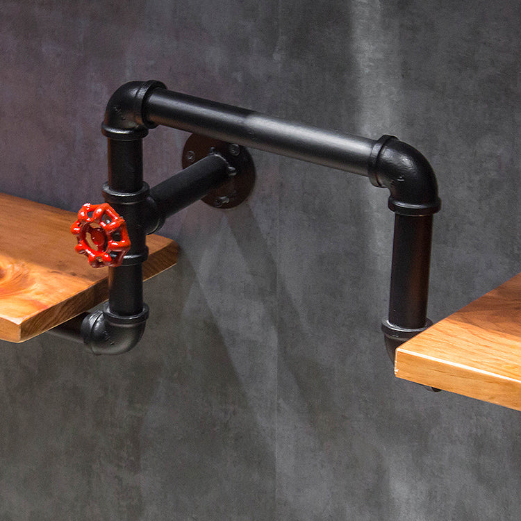 Matte Black Solid Wood Wine Rack Bottle Industrial Wall Mounted Bottle Rack Wood and Metal