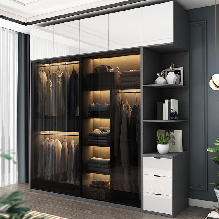 Mirrored Finish Cabinet with Glass Door Modern Interior Storage Cabinet